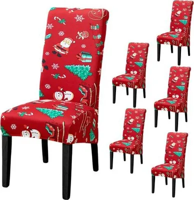 Obrázek produktu pro 6 ks Vánoční židle kryty omyvatelné jídelna židle Stretch Cover jídelna židle kryt pro jídelnu Hotel Party dekorace