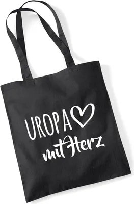 Produktbild von Huuraa Jutebeutel Uropa mit Herz 10 Liter Black Baumwolle Tasche Geschenkidee