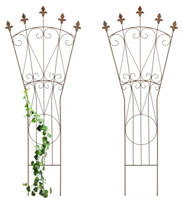 Immagine prodotto di Struttura per arrampicata in metallo con decorazione a giglio stilizzato - Set di 2, aspetto antico marrone
