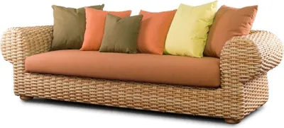 Produktbild von Casa Padrino Luxus 3er Gartensofa Naturfarben / Braun 260 cm