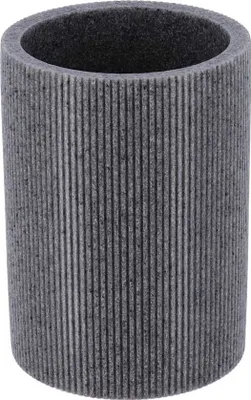 Zdjęcie produktu dla Kubek łazienkowy Porzio Szary 10x7,3 cm Nowoczesny Prążkowany na szczoteczki