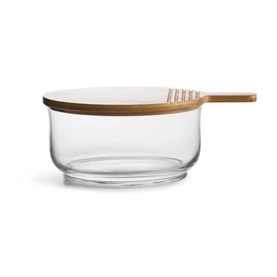 Produktbild von Sagaform Servier-Set - Schale und Brett Glas/Bambus, Durchmesser 21,5 cm