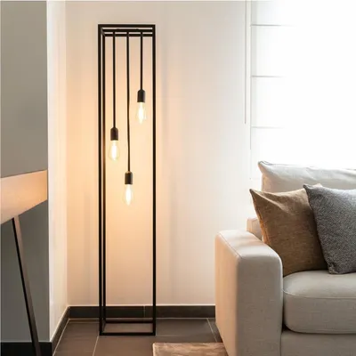 Productafbeelding van Atmooz Basra vloerlamp – E27 – Vloerlamp – Tafel-/staande lamp – Woonkamer – Zwart – Hoogte 160 cm – Metaal