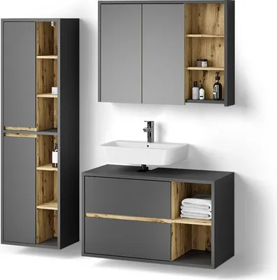 Produktbild von Badmöbel-Set Livinity Vomano Anthrazit 3 Teile, Model 52791