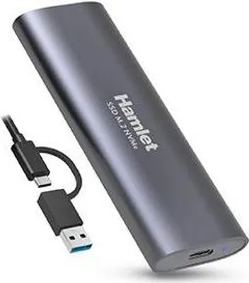 Produktbild von Hamlet Externe Box SSD M.2 NVMe USB-C 3.2 Gen 2 Schwarz Aluminium Win/Mac Kompatibel