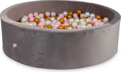Produktbild von Bällebad 130x40 Samt Lila – Mit 700 Bällen / Babyrosa, Perle, Gold