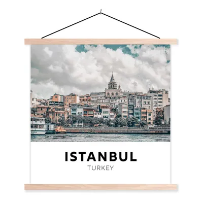 Produktbild von MuchoWow® Textilposter Istanbul - Türkei - Startseite 120x120 cm mit holzfarbenen Rahmen - Textil-Poster