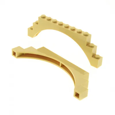 Produktbild von 2x Lego Bogenstein 1x12x3 beige 1 Kreuzstütze rund Brücke 10210 75020 6108