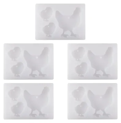Productafbeelding van Siliconen mallen met kippenmotief - 5 stuks voor epoxyhars - Gietvormen voor sleutelhangers en sieraden maken