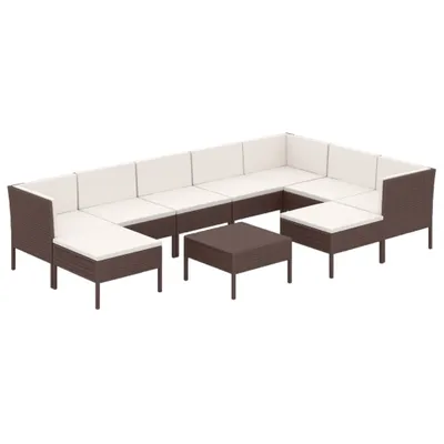 Produktbild von vidaXL 10-tlg. Garten-Lounge-Set mit Auflagen Poly Rattan Braun