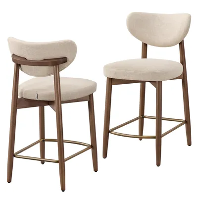 Produktbild von VASAGLE Barhocker 2er Set in Leinenoptik, mit Rückenlehne und Massivholzbeinen, 50 x 51,5 x 95,5 cm, Hellbeige