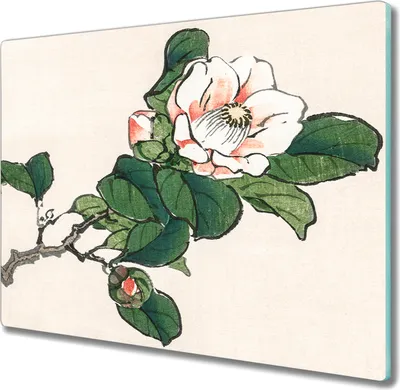 Produktbild von Coloray Hackbrett Küchenbrett Kochplattenabdeckung Schneidebrett Herdabdeckplatte 60x52 cm - asiatische Blumen