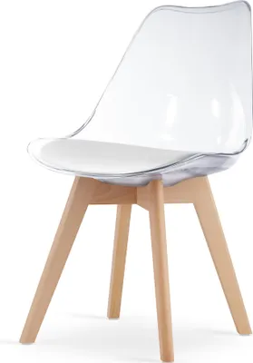Produktbild von Home Collective Esszimmerstuhl Stuhl Wohnzimmerstuhl durchsichtig mit Kunststoffbeinen in natur, bequemer & stabiler Schalenstuhl