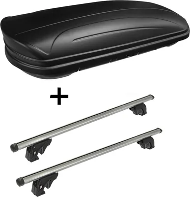Produktbild von Dachbox VDPMAA320 320Ltr abschließbar schwarz matt + Dachträger/Relingträger VDP LION2 kompatibel mit für Land Rover Freelander 2 (5 Türer) ab 07