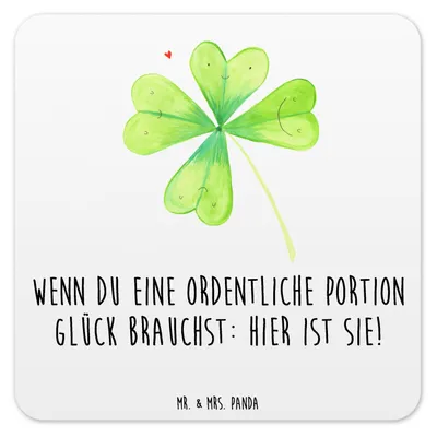 Produktbild von Mr. & Mrs. Panda Tassenuntersetzer Blume Kleeblatt 6er Set - Weiß - Geschenk, Umzug, Glas-Untersetzer, Tischuntersetzer, Garten, Untersetzer für Gläser, Neuer Job, Glück
