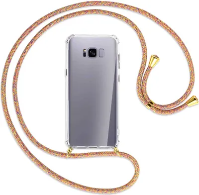 Produktbild von Handykette Backcover-Schutzhülle mit Band (Metall goldfarben) für Samsung Galaxy S8 Plus - Rainbow