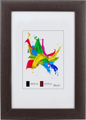 A framed picture with colorful paint splashes inside.