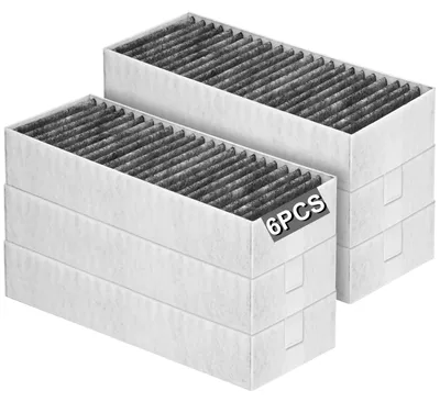 Aktivkohlefilter für Dunstabzugshauben, 6 Stück, rechteckig, 193x75x35 mm