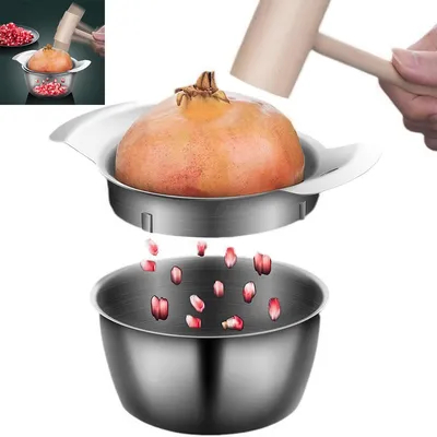 Produktbild von Granatapfelpresse Granatapfel Granatapfelschalen-Entkerner Mit Holzhammer Zum Schälen Von Granatapfelkernen,aus Edelstahl