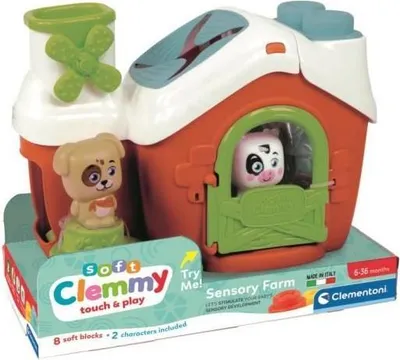 Produktbild von CLEMENTONI Clemmy Sensorischer Bauernhof, Weiche Bausteine, Stapelspiel, Waschbar, Lernspielzeug