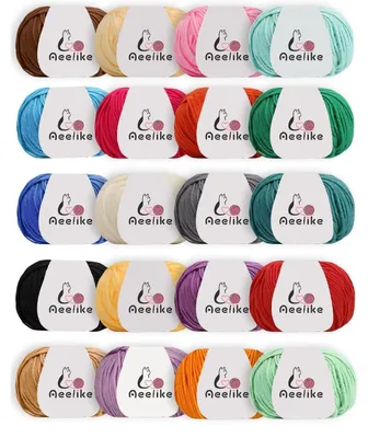 Produktbild von Häkel- & Strickgarn Set 1000g (20x50g) 20 Farben Baumwolle/Acryl Mehrfarbig mit Aufbewahrungstasche