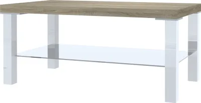 Produktbild von BELINI Couchtisch Wohnzimmertisch Kaffeetisch Sofatisch mit Ablagefach für Wohnzimmer Büro 90 x 45 cm (Weiß / Sonoma Eiche)
