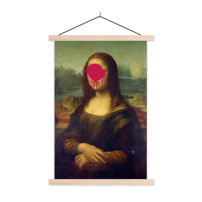 Produktbild von MuchoWow® Textilposter Mona Lisa - Leonardo da Vinci - Rosa 40x60 cm mit holzfarbenen Rahmen - Poster