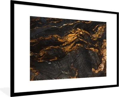Produktbild von MuchoWow® MuchoWow® Gerahmtes Poster Marmor - Limette - Schwarz - Gold - Marmoroptik - Luxus 90x60 cm - Poster mit zchwarzem Bilderrahmen - Wanddekoration - Fotos