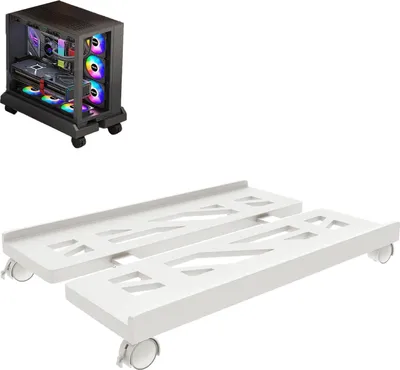 Produktbild von Mobiler CPU-Ständer - geeignet für PC Tower-Computerständer - universeller CPU-Ständer mit vier Rädern - Computer-Desktopständer (weiß)