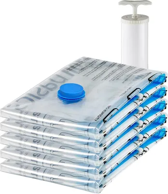 Produktbild von A. Basics Vakuumbeutel für Kleidung mit Luftdichtem Ventil und Handpumpe - Groß,