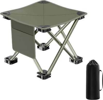 Produktbild von Camping Hocker, Tragbarer Klapphocker mit Aufbewahrungsbeutel, Fu?hocker Outdoor, Mini-Klapphocker, Leicht Sitz Falthocker Klappbar fš¹r Wandern, Garten, Angeln, Grillen, Strand