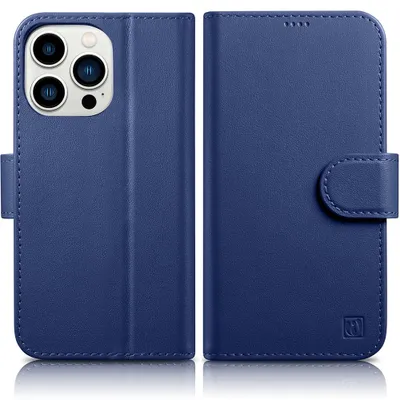 Produktbild von Icarer Geldbörse Etui 2In1 Iphone 14 Pro Max Lederhülle Mit Anti-Rfid Klappe Blau (Wmi14220728-Bu)