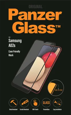 Obrázek produktu pro Panzerglass E2E Super+ AntiBacterial Tempered Glass pro Samsung Galaxy A02S - s černým rámečkem