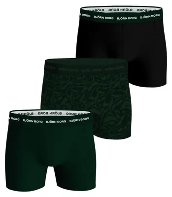 Productafbeelding van Björn Borg - Heren - Boxershorts van katoen-elastaan, 3-pack - Kleurrijk/Groen/Zwart - Maat XL