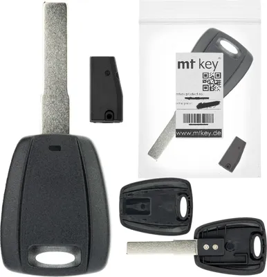 Produktbild von MT-KEY Auto Zünd Schlüssel Rohling Schwarz SIP22 + ID46 Transponder Wegfahrsperre kompatibel mit Fiat 500 500L Grande Punto 199 Idea Punto Evo 199 -12 Punto 199 05-18 Qubo III -16 Opel Combo D 11-18