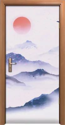Produktbild von Türposter 90x200 cm Türaufkleber Türtapete Türfolie Klebefolie Kunst Tusche Landschafts Malerei