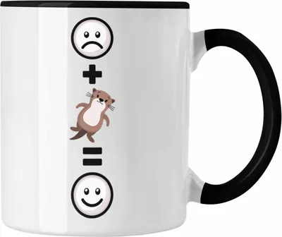 Produktbild von Trendation - Otter Tasse Geschenk für Otter-Liebhaber Fans Lustige Geschenkidee :( + Otter Tier = :) Geburtstag (Schwarz)