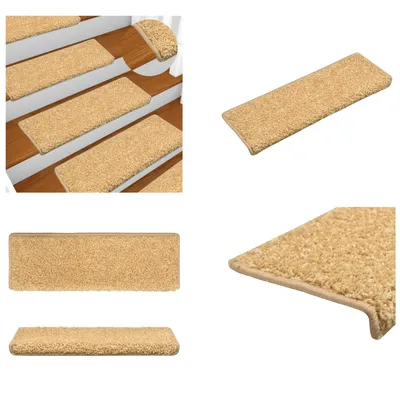 Immagine prodotto di vidaXL Tappeto per scale 15 pezzi 65x21x4 cm Beige - Tappetino per scale - Tappetini per scale - Tappetini per scale - Tappetini per scale