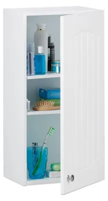 Image de Armoire de salle de bain suspendue - Blanc - 2 étagères - 60 x 30 x 20,5 cm - Pour salle de bain