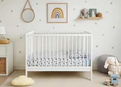Zdjęcie produktu dla Łóżeczko dla niemowląt Julia, wymiar 100x60 cm, wykonane z litego bukowego drewna, z materacem