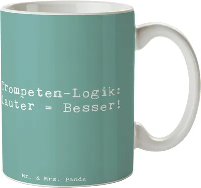 Produktbild von Mr. & Mrs. Panda Kaffeetasse Spruch Trompeten Weisheit - Meeresbrise - Geschenk, Trinkbecher, Teetasse, Musiker, jazzig, Lernen, Kaffeebecher, Tasse, Musik, Instrument