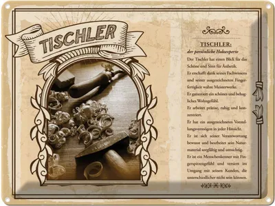 Produktbild von vianmo Blechschild 30x40 cm Tischler Holzexpert Menschenkenner Beruf Arbeit