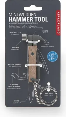 Image de multitool Mini Marteau 3,4 x 13 cm bois/acier inoxydable naturel