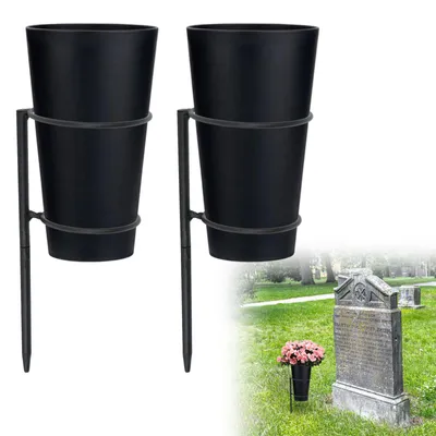 2er-Set Friedhofsvasen mit Spikes, Metall+Kunststoff, 25,4 cm