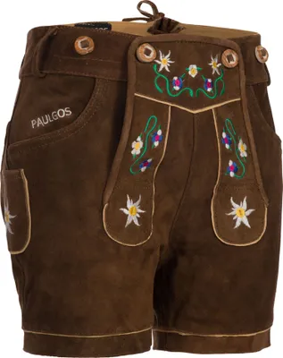 Image de PAULGOS Pantalon en cuir pour femmes + bretelles, cuir véritable, court en 8 couleurs tailles 34-50 M1