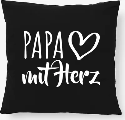 Produktbild von Huuraa Kissen Papa mit Herz 40x40cm mit Füllung Black Baumwolle Dekokissen Geschenkidee