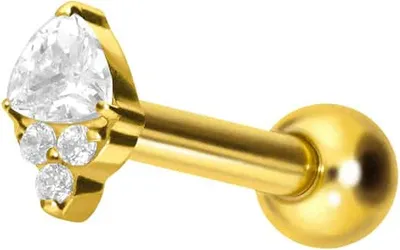Produktbild von Ohrpiercing Titan Ohrpiercing mit Innengewinde EINGEFASSTE KRISTALLE Gold Stablänge: 8mm
