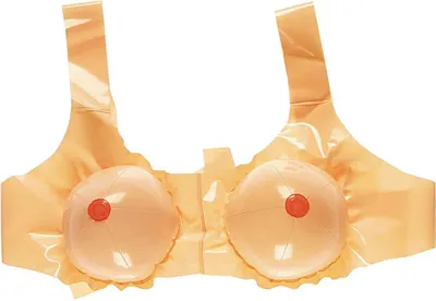 A beige bra with inflatable breasts.