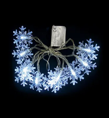 Productafbeelding van MagicHome kerstverlichting, sneeuwvlokken, 10 LED's, koud wit licht, enkelvoudige verlichting, 2xAA batterijen, IP20, voor binnengebruik, verlichting, lengte 0,90 m