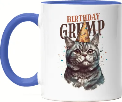 Produktbild von Birthday Grump Tasse Blau Katzenbesitzer Happy Birthday Lustig Spruch
